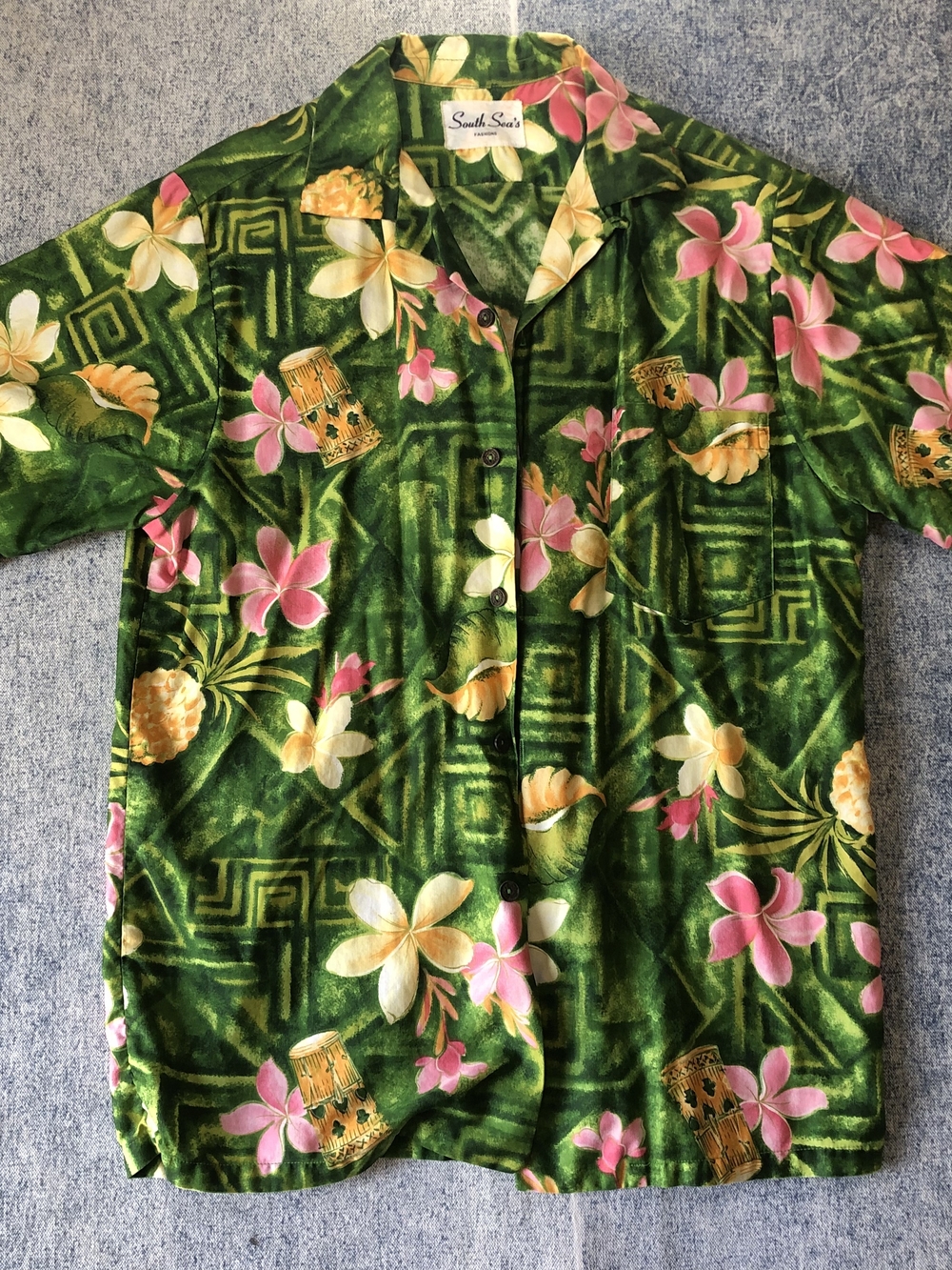 Green Floral Hawaiian Button-Down Shirt